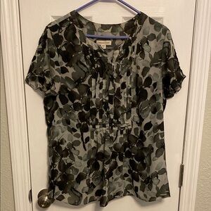 Coldwater Creek Black and Gray Tie Front Blouse